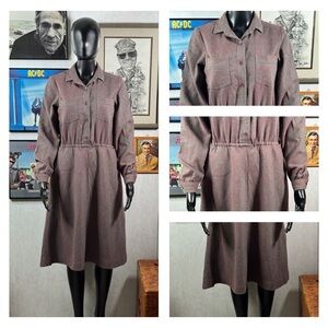 Vintage Sasson Wool Blend Long-Sleeve Winter Shirt Dress – Size 6/7 – 1970s/80s